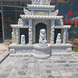 滨州芝麻白中国黑石材套墓 花岗岩墓碑